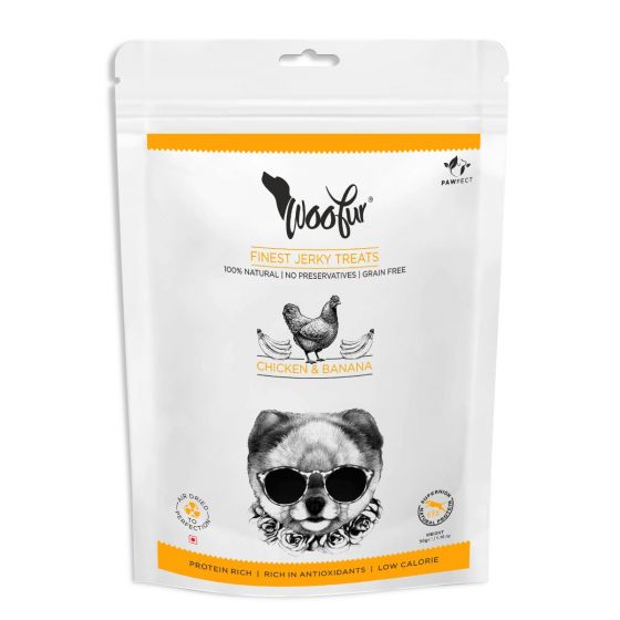 Buy Royal Enfield Woofur Air Dried Gourmet Chicken Jerkies-Banana Jerkies  Online